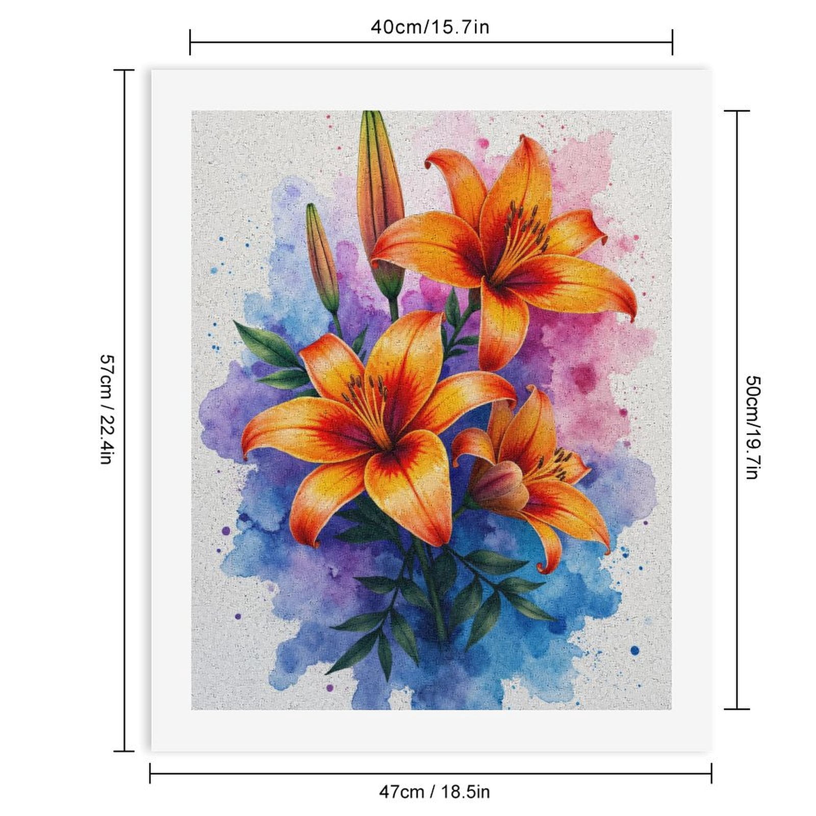 Paint By Numbers Kit for Adults Beginner - Sunset Lilies Watercolor Blooms DIY Canvas Painting Kits for Adults, Frameless Paint By Number for Adults for Home Wall Decor 16x20 Inch