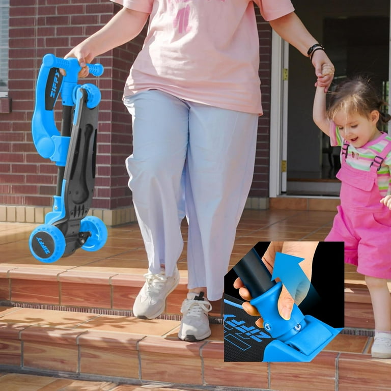 ZIFFY 2-in-1 Toddler Scooter with Seat, 3 Wheel LED Lights Kids