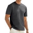 thumbnail image 6 of Men's Casual T-Shirts Short Sleeve Crewneck Summer Stretchy Breathable Shirt Textured Jacquard Tops Dark Gray, 6 of 6