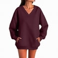 thumbnail image 4 of Towmus Casual Womens Sweatshirts V Neck Long Sleeve Blouses Basic Solid Pullover Tops Sweatshirt for Women, 4 of 6