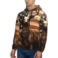 thumbnail image 3 of Naloa Deer American Flag Vintage Men's Casual Hooded Collar Drawstring Hoodies Pullover Sweatshirts Casual Long Sleeve Shirts-3X-Large, 3 of 7