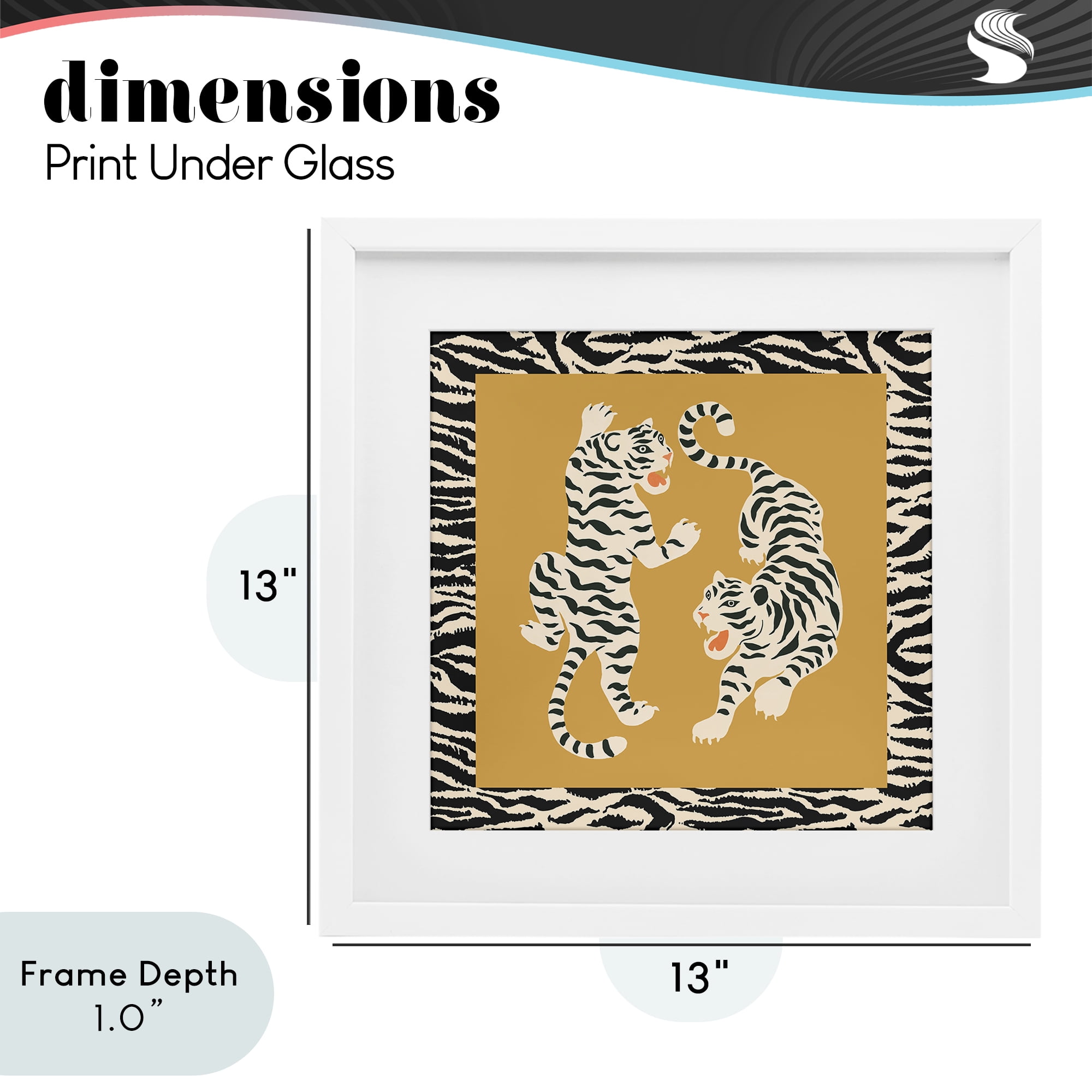 Stupell Industries Boho Twin Tiger Stripes White Framed Print Under Glass, design by Karolina Sato
