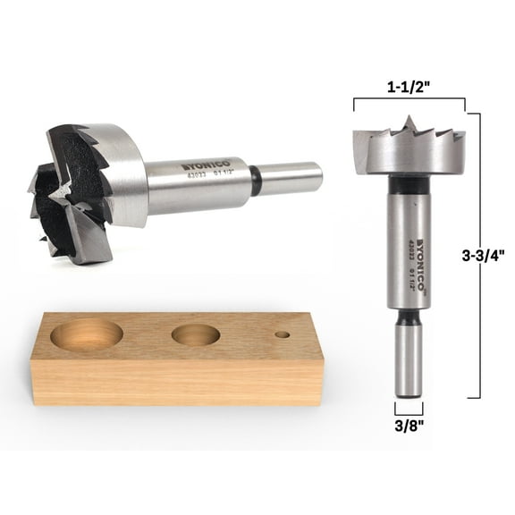Yonico 1-1/2" Diameter Steel Forstner Drill Bit - 3/8" Shank - 43023S