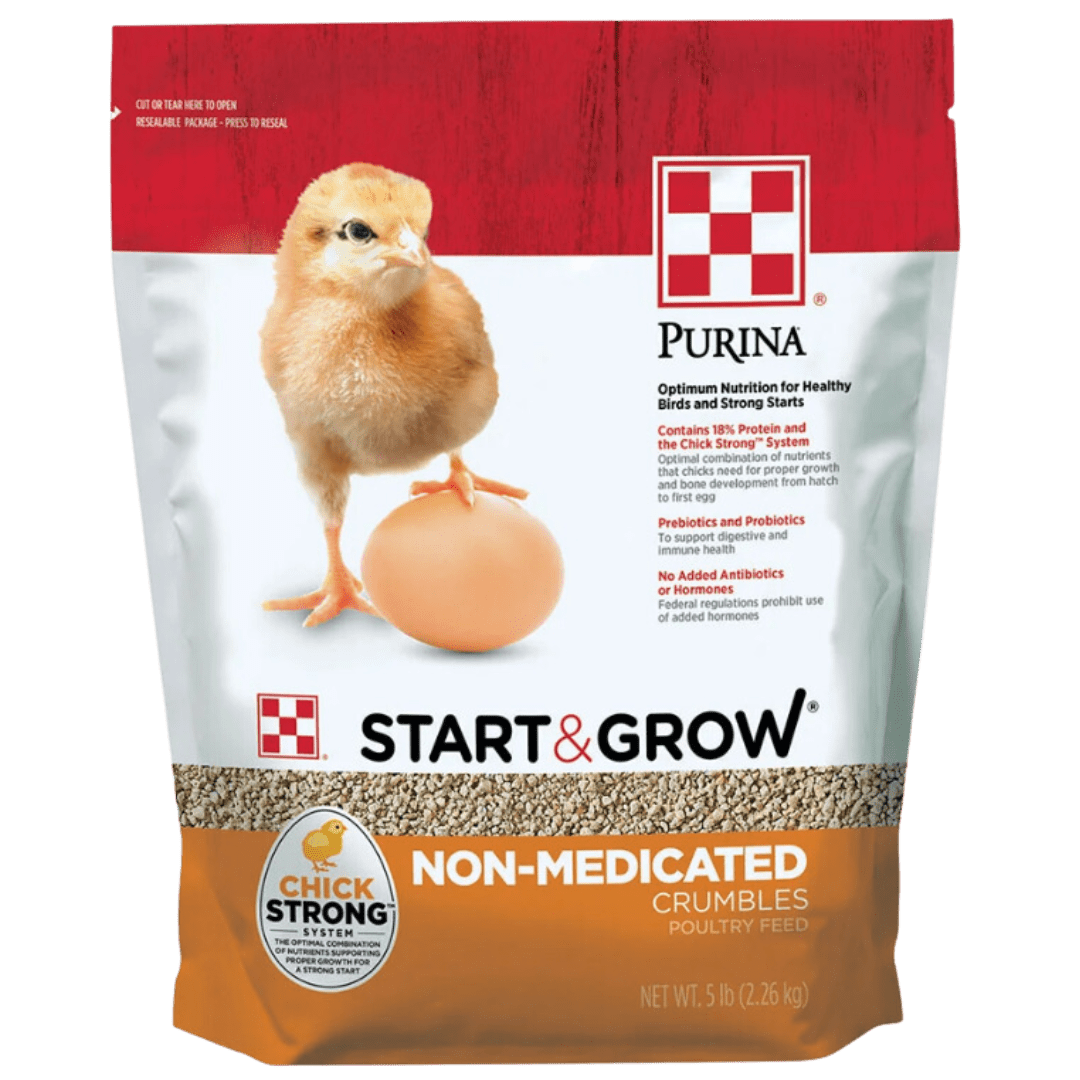 Purina Start & Grow Non-Medicated Chick Feed Crumbles, Chick Starter Feed, Baby Chick Food, 5 lbs