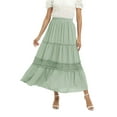 thumbnail image 1 of Women's Polka Dot Hollow Out Long Skirt Lace Stitching Pleated Loose High Waist Dress, 1 of 8
