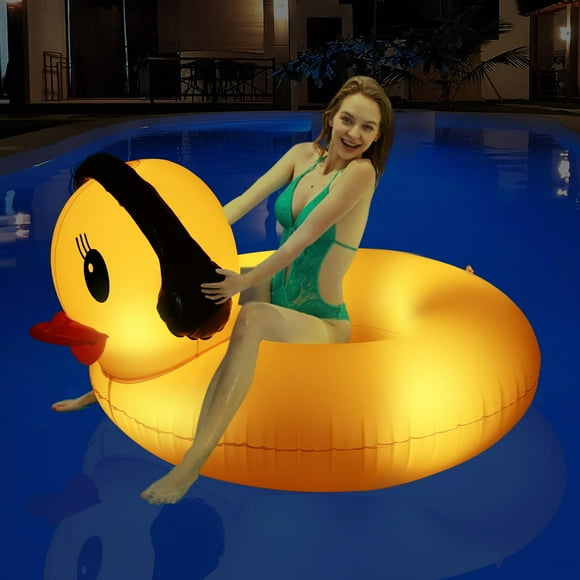 Flotador inflable DeepRBetter para piscina con forma de pato, con luces, para adultos y niños