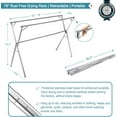 thumbnail image 6 of 79 Inches Clothes Drying Rack, Laundry Drying Rack Clothing Foldable & Collapsible Stainless Steel Heavy Duty Clothing Drying Rack with Windproof Hooks for Indoor Outdoor, 6 of 7