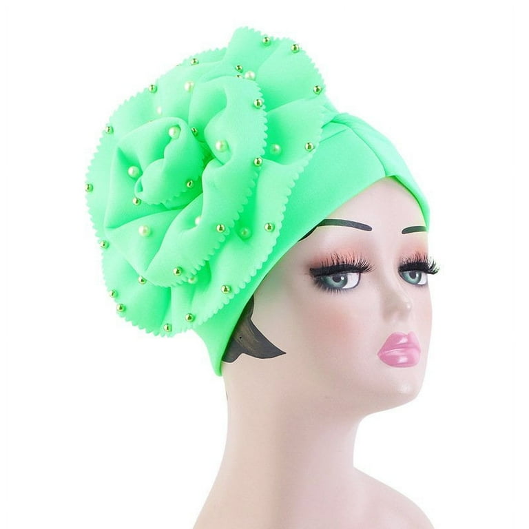 Flower Turban Head Wrap Vintage Headwrap Hats Elastic Beanie Head