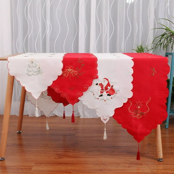 Toddmomy 1Pack Red Polyester Tablecloth Rectangular 68.9 x 15.7in Dining Table Cover Home Decor