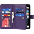 thumbnail image 5 of Wallet Case Compatible with iPhone 11 Pro Case,[9 Card Slots] [Wrist Strap] [Stand Feature] Zipper Cash Pocket Magnetic Leather Cover Shockproof Slim Case for iPhone 11 Pro,5.8 inch Purple, 5 of 14