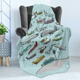 thumbnail image 4 of Airplane Soft Flannel Fleece Blanket, Planes Fying in Air Aviation Love Airport Helicopters and Jets Cartoon Style Print, Cozy Plush for Indoor and Outdoor Use, 50" x 70", Multicolor, by Ambesonne, 4 of 5