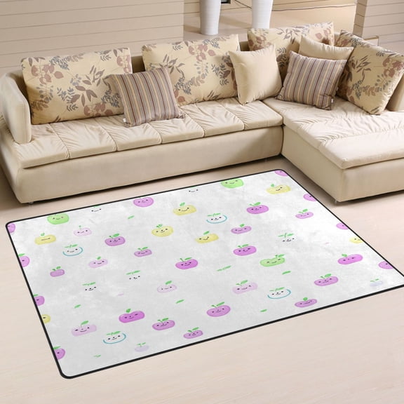 Cartoon Fruit Elements Soft Polyester Area Rug 31''x20'', Non Slip, Memory Foam, Water Absorbent