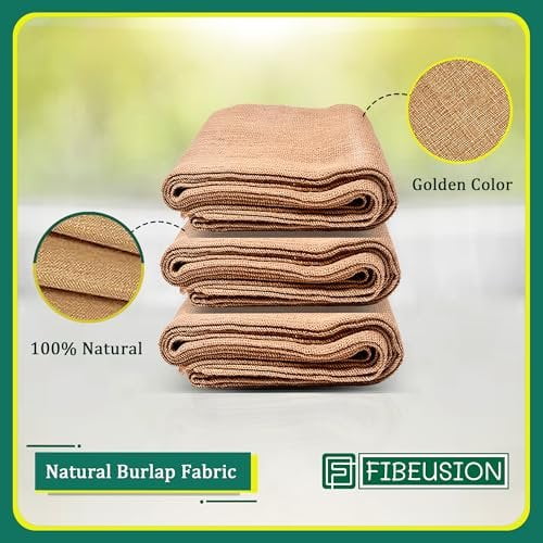 FIBEUSION Burlap for Gardening 40" x 30 Feet - Multipurpose Natural Burlap Fabric - High Density Jute Fiber Suitable for Weed Barrier, Frost Guard for Gardening, Home Decorations and Crafts