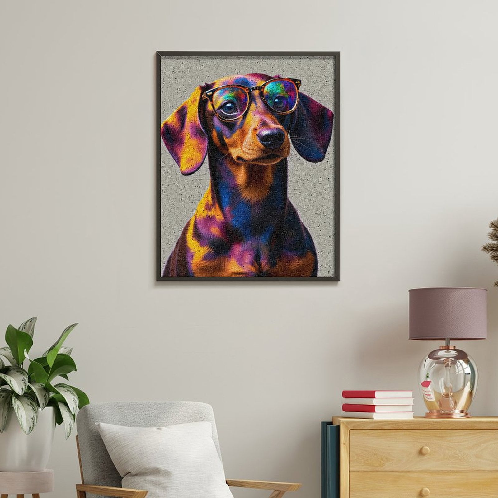 Paint by Numbers Kit for Adults, Colorful Dachshund with Glasses Paint by Numbers, Easy Paint by Numbers Kit for Adults Beginner, DIY Adult Paint by Number Kits on Canvas, Home Decor