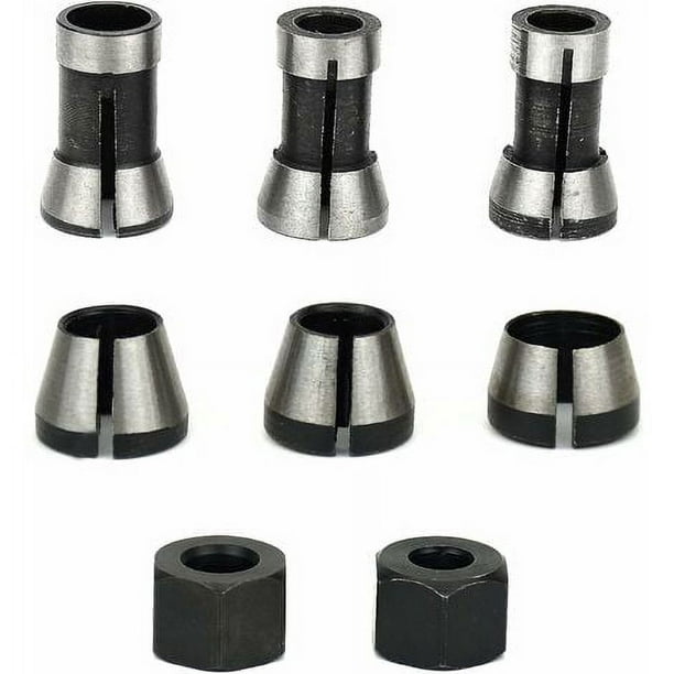 Mandril de fresado Dinheiro de 6 piezas, mandril de corte de pinza de 6 mm, 6,35 mm y 8 mm, mandril de fresado para carpintería, pinza de enrutador, adaptadores de pinza para máquina de grabado + 2