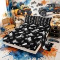 thumbnail image 2 of Meiyoeat Edgy Motocross Silhouette Bed Sheets 4-Piece for Youth,Checkered Flag Bike Full Size Sheets,Black White,1 Fitted Sheet,1 Flat Sheet and 2 Pillowcases, 2 of 6