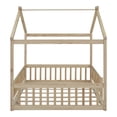 thumbnail image 5 of Full Size Wood Bed,House Bed with Roof and Fence Guardrails,Wood Playhouse Tent Bed Frame,Montessori Bed Platform Bed with Wood Slats Support for Teens Girls Boys,Bedroom,White, 5 of 7