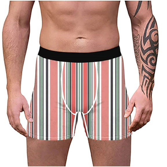 Arnsht Men's Casual Fashion Colorful Striped Print Funny Underwear Boxer Briefs Soft Comfort Breathable Elastic Waist Bottom Panties Multicolor XXL
