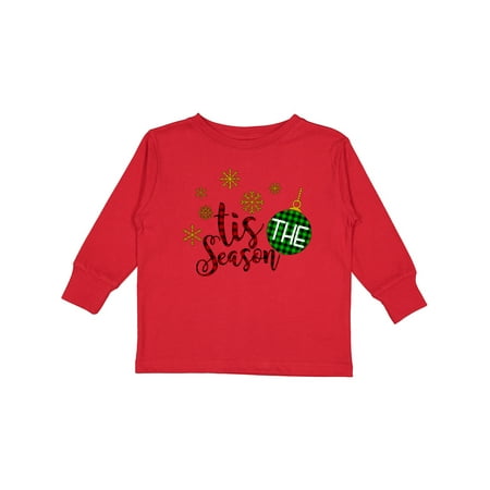 

Inktastic Christmas Tis the Season Gold Snowflakes and Green Bulb Gift Toddler Boy or Toddler Girl Long Sleeve T-Shirt
