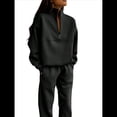 thumbnail image 3 of Conjunto Deportivo de 2 Piezas para Mujer: Sudadera de con Media Cremallera y Pantalón de Chándal Negro S, 3 of 8