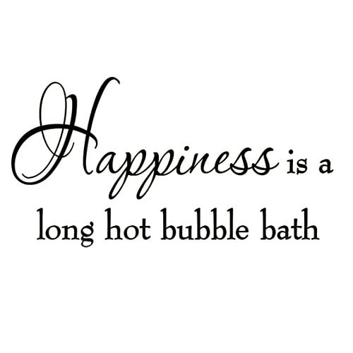 Happiness is a Long Hot Bubble Bath Wall Decal Bathroom Quotes Shower Stickers Sayings Tub Lettering