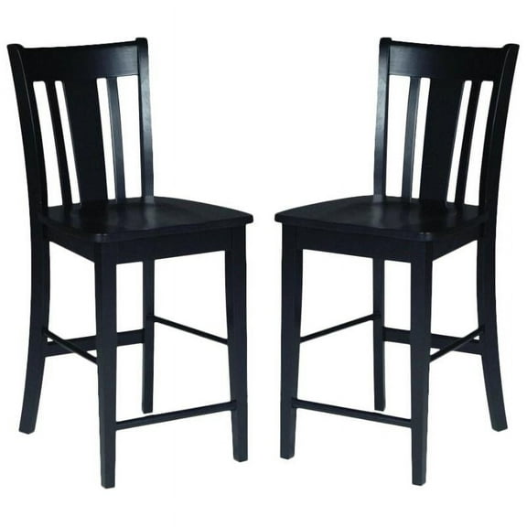 Home Square Furniture 24" Solid Wood Stool in Black - Set of 2