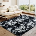 thumbnail image 3 of Janvonne 4x6 Fluffy Area Rug for Bedroom, Modern Shaggy Carpets Fuzzy Rug for Teens Dorm Bedside Home Decor Aesthetic, Heavy Duty Non Slip, Tie-dye Black and White, 3 of 8