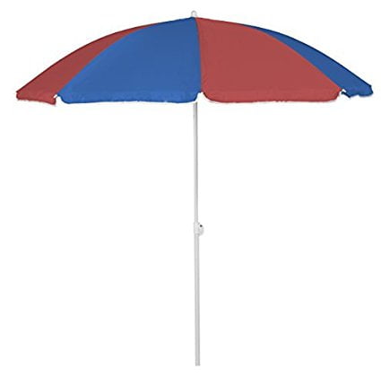 Beach Umbrella 6ft Polyester (Light Blue, Red) (1 Count) (1 pkg) Pkg 1 by Party Magic USA