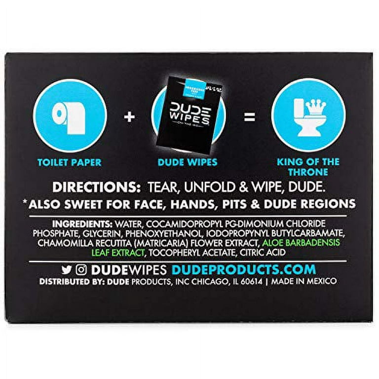 DUDE Wipes Flushable Wet Wipes 30 Wipes Individually Wrapped for Travel,  Unscented Wet Wipes with Vitamin-E & Aloe, Septic and Sewer Safe