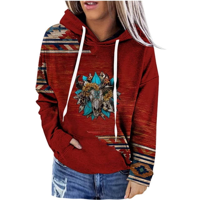 Pntutb moda mujer manga larga otoño camiseta impresión bolsillos con capucha blusa tops Pntutb Pntutb-5469
