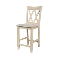 International Concepts Solid Wood Double X Counter Height Stool Unfinished