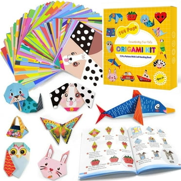Origami Kit 144 Sheets, Origami Paper Kit for Kids 72 Patterns with Craft Guiding Book, Vivid Colorful Folding Papers ,Easy DIY Art and Craft Projects, Kids Christmas Day Children's Day Gift