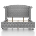 thumbnail image 4 of Furniture of America Gijit Glam Fabric Wingback Tufted Cal King Bed in Gray, 4 of 6