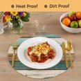 thumbnail image 4 of Farmhouse Teal Brown Round 13 Inch Placemats Set of 8, Retro Ombre Wooden HeatResistant Non Slip Place Mats for Dining Table, Wipeable Braided Kitchen Table Mats for Housewarming, 4 of 9