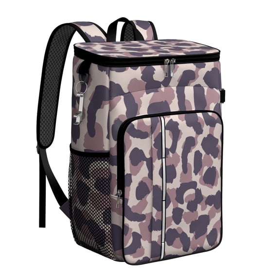 Travel Cooler Bag - Pink and Purple Of Leopard Print Camping Beer Cooler Backpack with Bottle Opener- Waterproof Insulated Picnic Backpacks - Cooler Bag for Beach