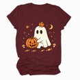thumbnail image 5 of NOLDARES Halloween Teacher Shirts for Women Cute Ghost with Coffee Shirt Funny Spooky Tee Halloween Party Short Sleeve Tops(Wine,XXXL), 5 of 7