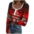 thumbnail image 4 of Christmas Tops for Women Slim Fit Scoop Neck Buttons Henley Tee Shirt Xmas Printed Graphic Holiday Sweaters (XL, Red), 4 of 6