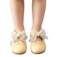 thumbnail image 5 of Gpaecead Girls Mesh Bow Mary Jane Shoes Soft Sole Non Slip Faux Leather Princess Dress Shoes For Toddler, Yellow, 5 of 8