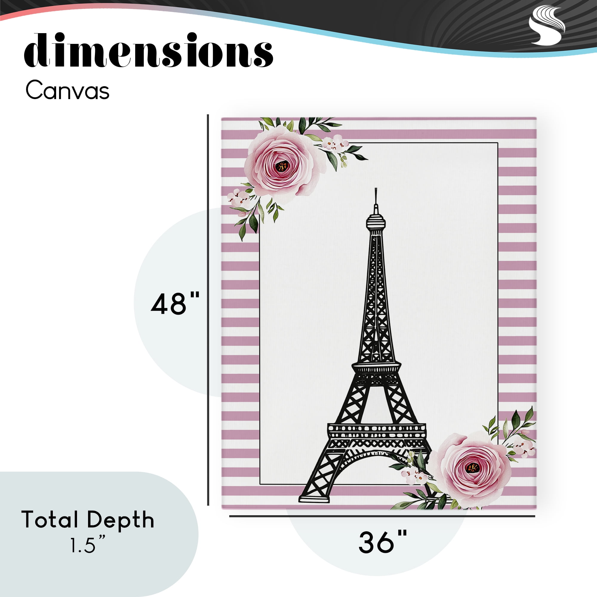 Parisian Tower & Roses Canvas Wall Art, design by Christine Simpson Art