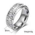 thumbnail image 6 of CZ Titanium Steel Silver/Rose Gold Ring Men/Women's Wedding Party Band Size 6-12, 6 of 7