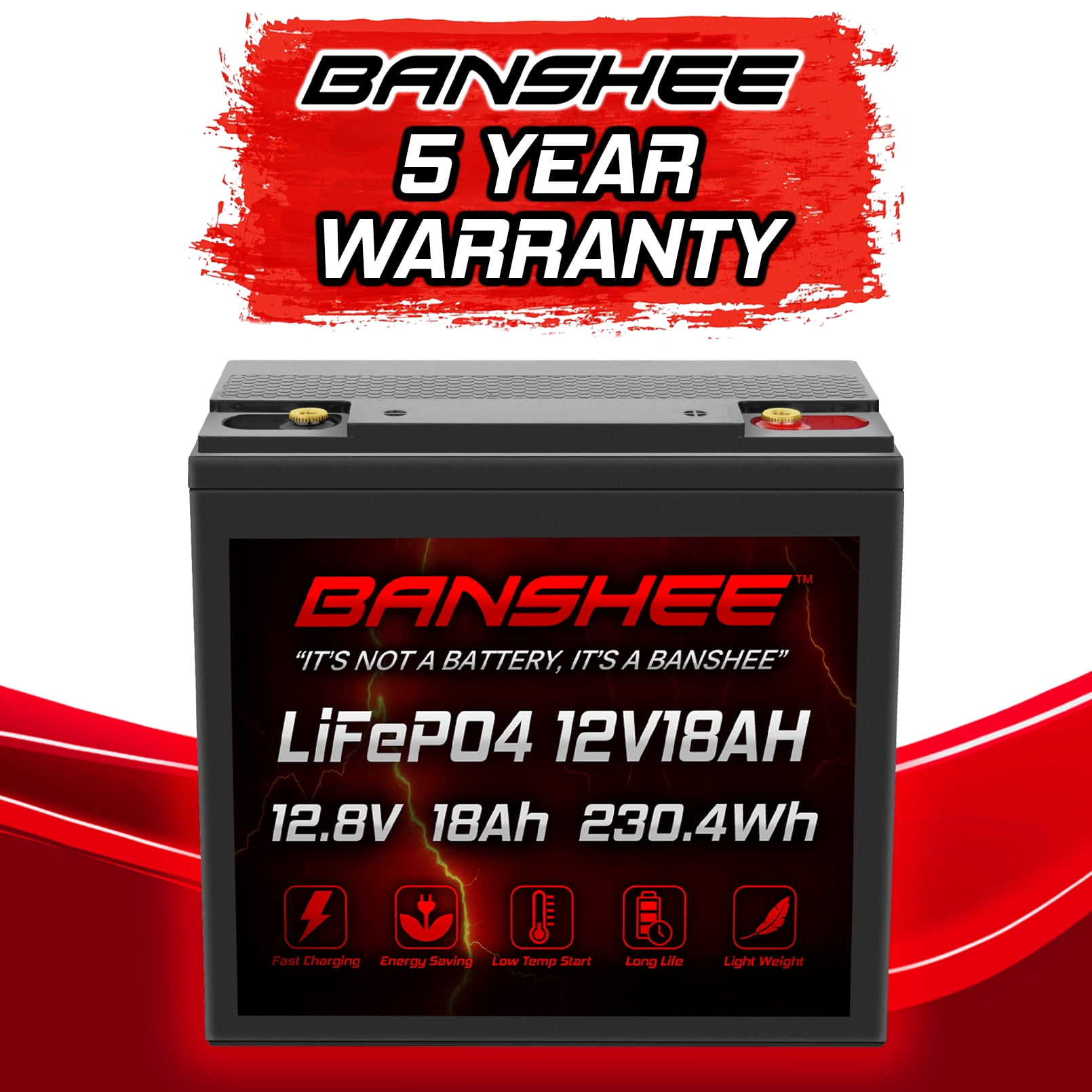 Banshee 12V 20Ah LiFePO4 Battery | Comparable to Bioenno BLF-1220A | Deep Cycle with BMS for Solar Storage, Outdoor, UPS Use