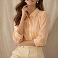 thumbnail image 6 of YTCAMLO Striped Dress Shirts for Women, Casual Loose Fit 3/4 Sleeve Button Down Shirts, Business Office Work Collared Blouses, 6 of 9