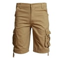 thumbnail image 2 of Big Tall Men's Casual Pure Color Outdoors Pocket Beach Work Trouser Cargo Shorts Pant Solid Color Sports Athletic ,Khaki,6XL, 2 of 3