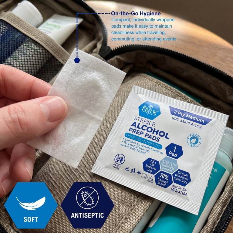 MedPride Medium Alcohol Prep Pads, Sterile 70% Isopropyl Wipes