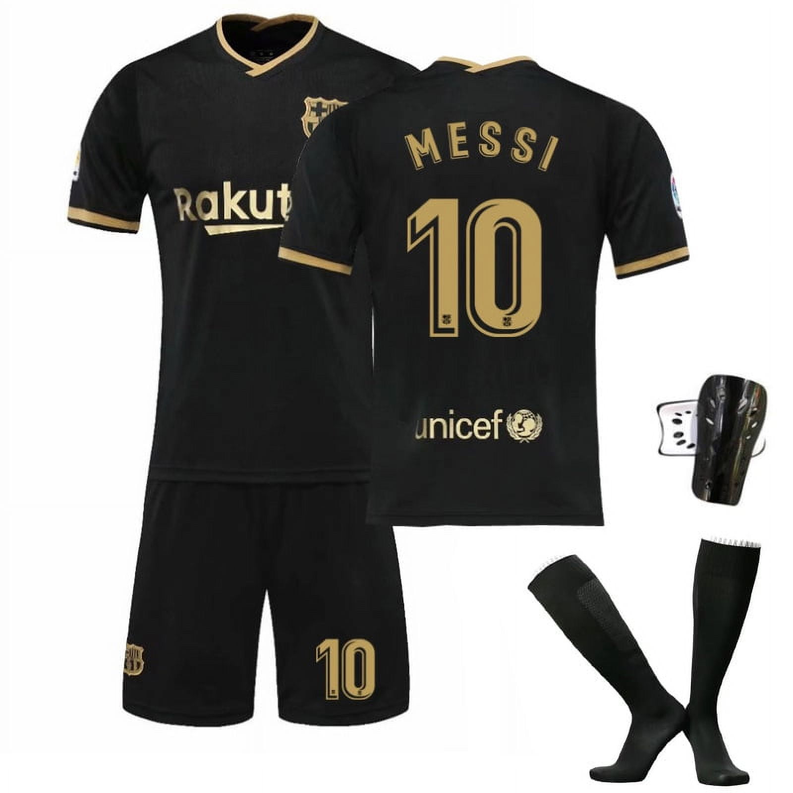 20-21 Fc Barcelona Away Black Gold Pink #10 Messi Football Jersey