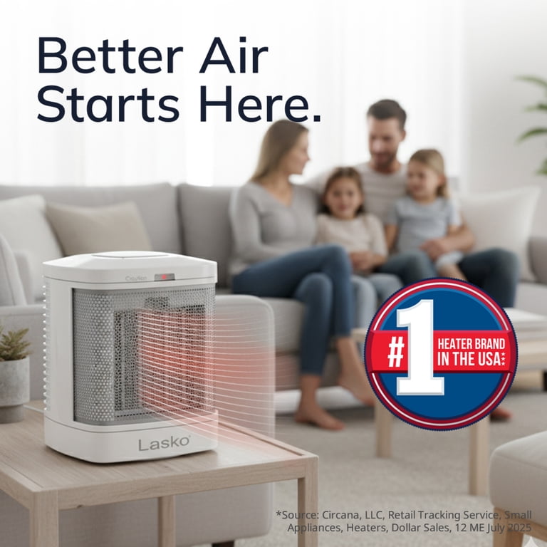 Lasko 1500W Indoor Portable Bathroom Space Heater with ALCI Safety