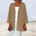 thumbnail image 2 of Timegard 3/4 Sleeve Cardigan for Women Lightweight Open Front Coats Fall Solid Color Loose Thin Tops, 2 of 5