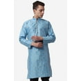 thumbnail image 3 of Royal Kurta Sky Blue Color Jacquard Silk Printed Long Kurta for Men, 3 of 6