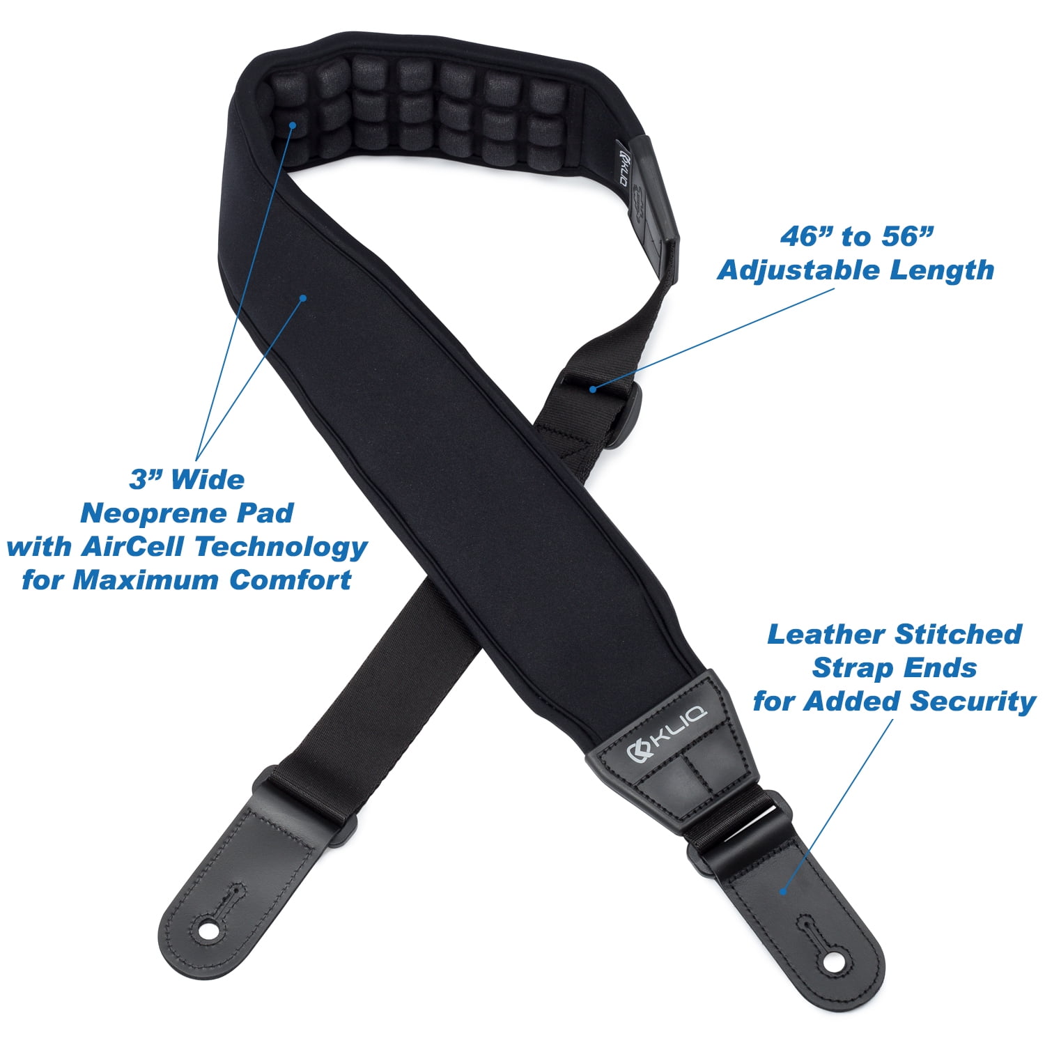 KLIQ AirCell Guitar Strap for Bass ＆ Electric Guitar with 3