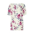 thumbnail image 4 of Giftesty Blouses for Women Dressy Casual Summer Tops for Women Vacation Trendy V Neck Short Sleeve Shirts Casual Loose Spring Vintage Floral Print Comfy Tunic Clothes, 4 of 5